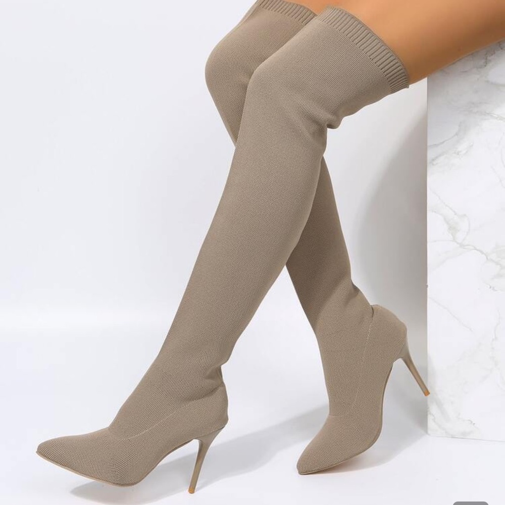 SHEIN Taupe Over-the-Knee Boots